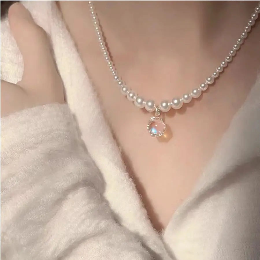 Colorful Pearl Pendant Necklace