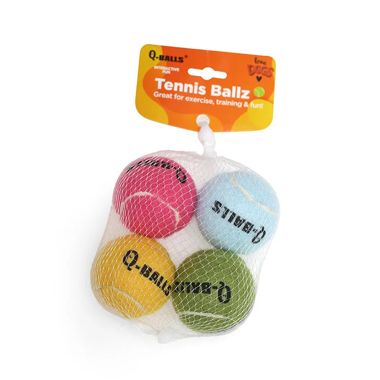 4Pcs/Set Dog Toy Q-MONSTER Thick Walled Natural Rubber Squeak Chew Balls for Dogs Tennis Interactive Bouncy Balls for Training