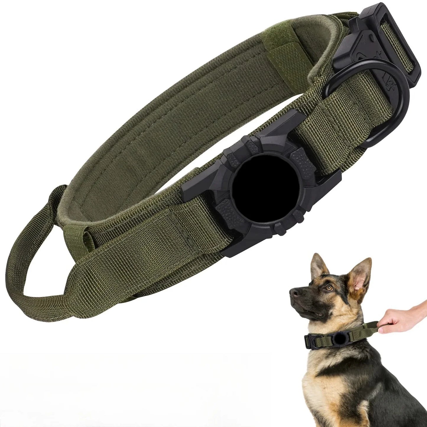 Adjustable Nylon AirTag Dog Collar – Metal Buckle