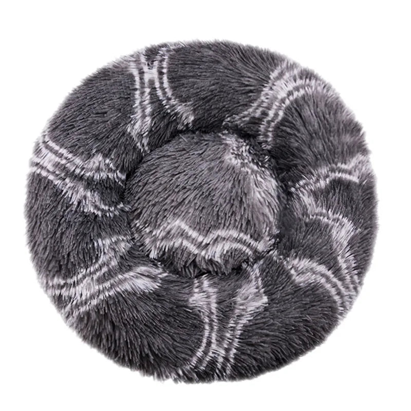 Round Plush Pet Bed – Winter Warm & Washable