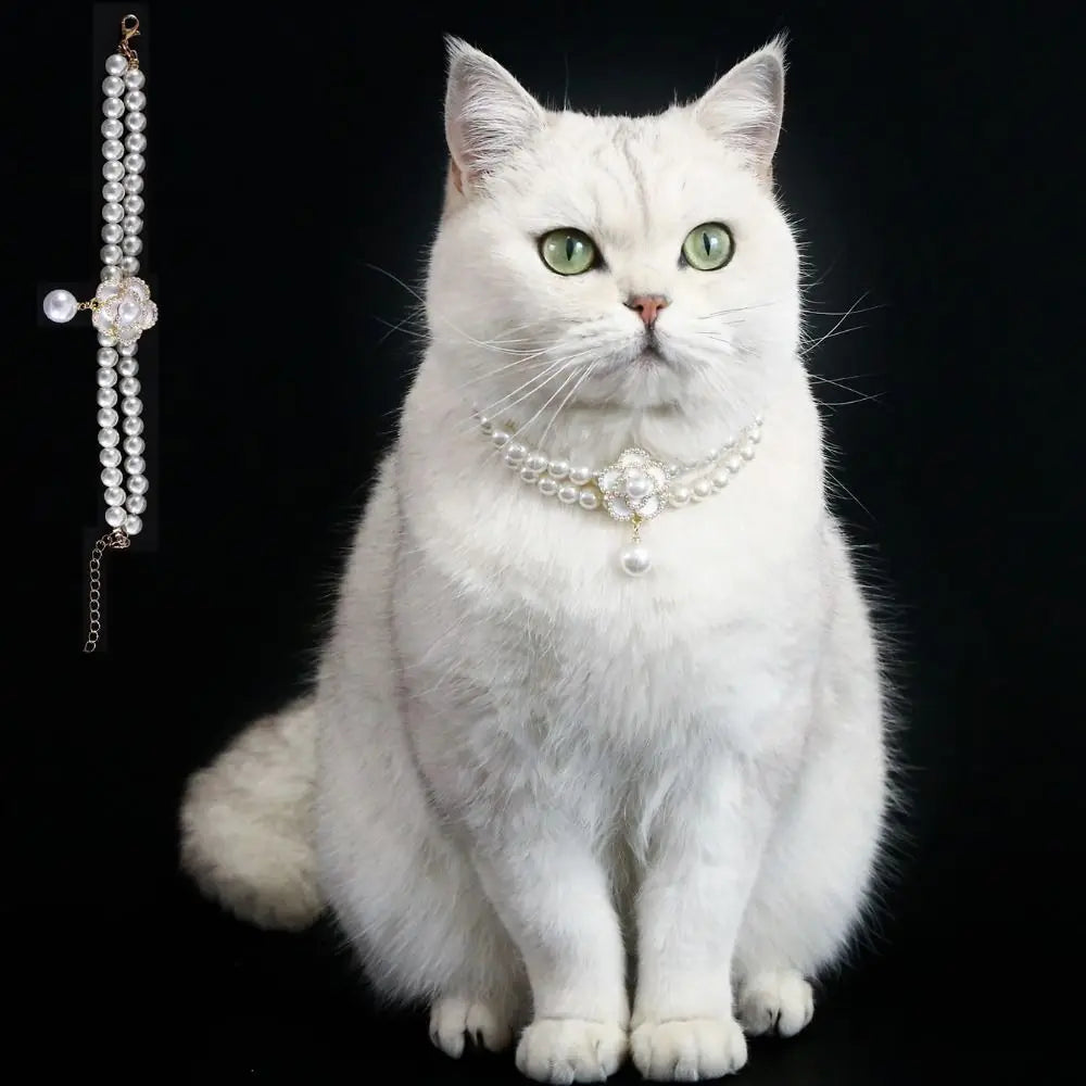 Double Layer Pearl Cat Necklace