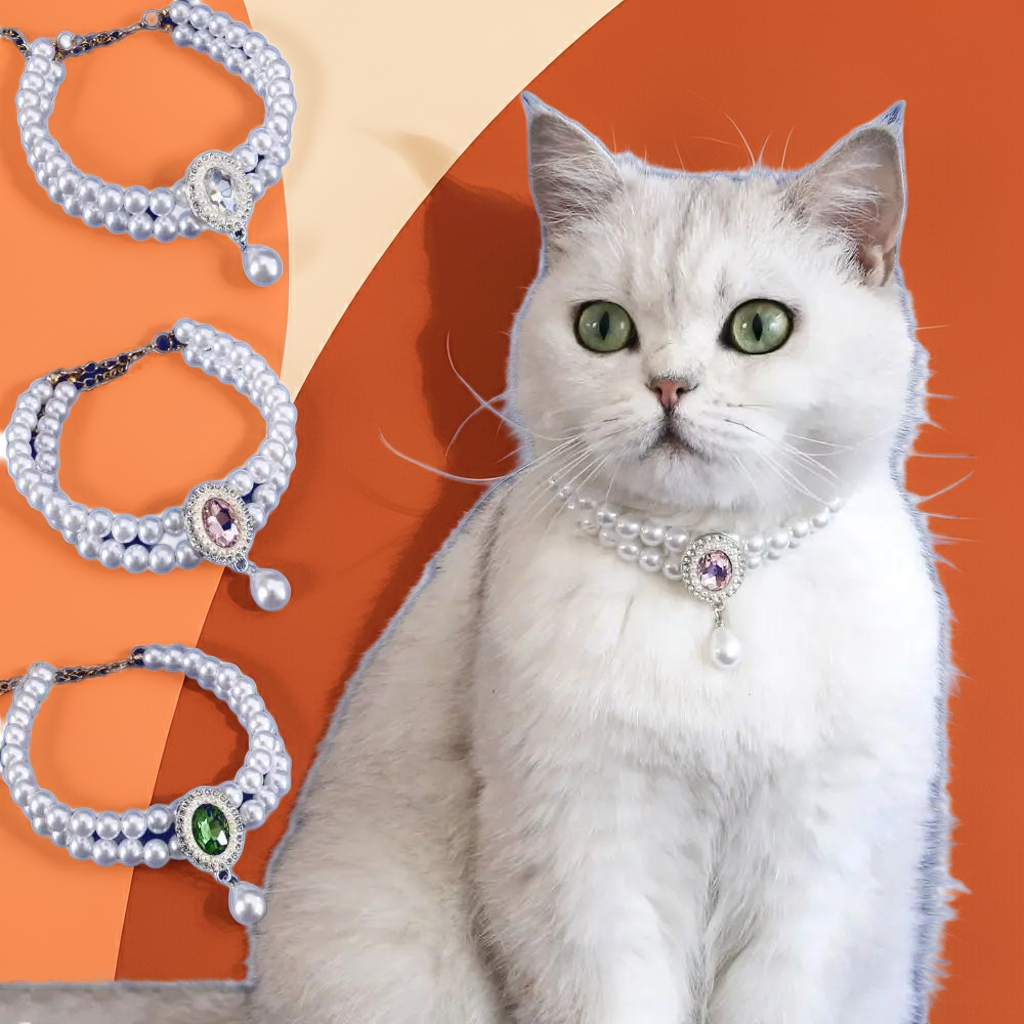 Double Layer Pearl Cat Necklace