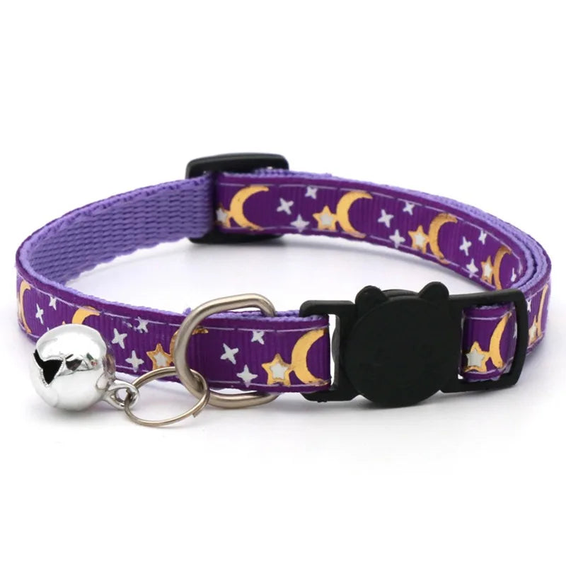 Pet Collar with Bell – Cartoon Footprint Adjustable Collar