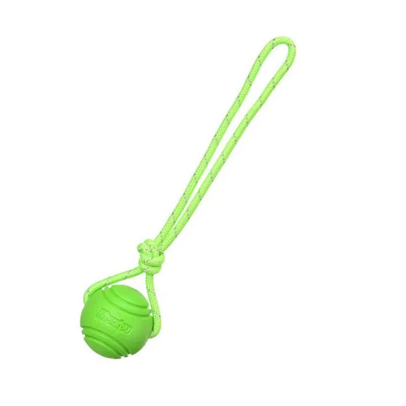 Bouncy Rubber Dog Ball with String – Interactive Chew Toy