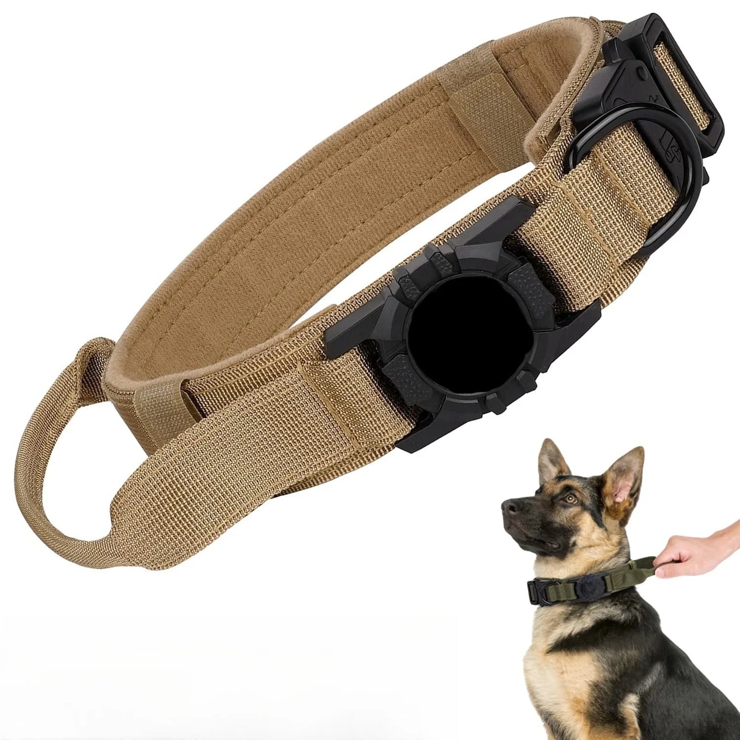 Adjustable Nylon AirTag Dog Collar – Metal Buckle