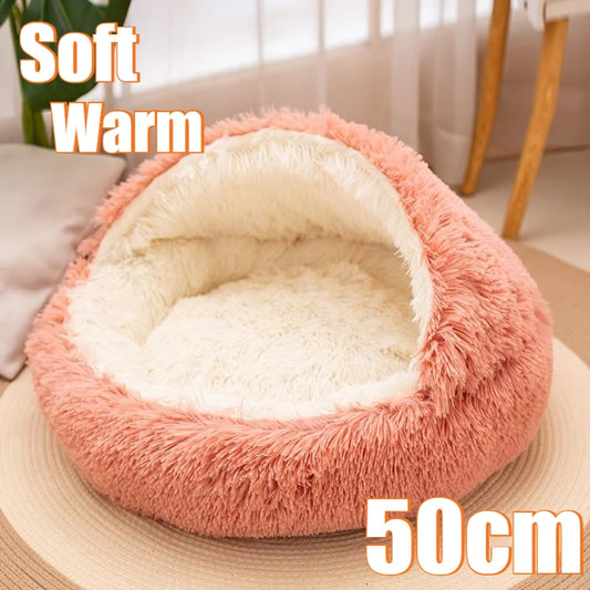 2-in-1 Soft Plush Pet Bed 50CM – Round Cat & Dog Sleeping Nest