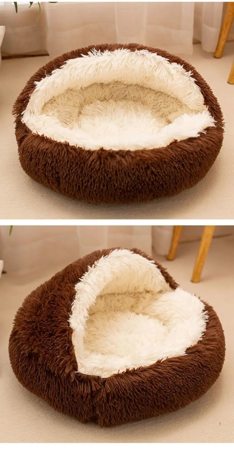 2-in-1 Soft Plush Pet Bed 50CM – Round Cat & Dog Sleeping Nest