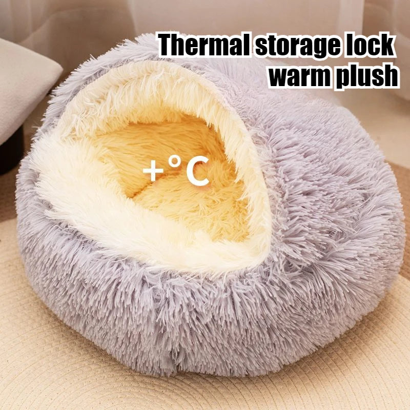 2-in-1 Soft Plush Pet Bed 50CM – Round Cat & Dog Sleeping Nest