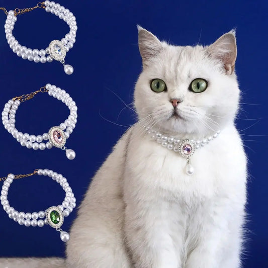 Double Layer Pearl Cat Necklace