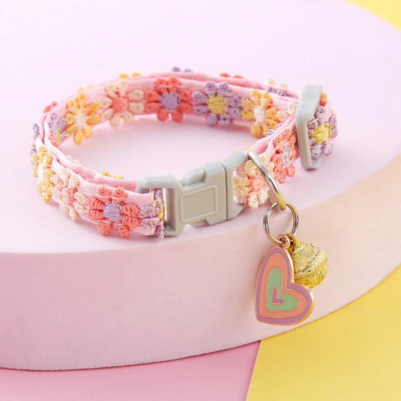 Pet Collar with Bell – Cartoon Footprint Adjustable Collar