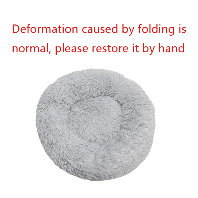 Round Plush Pet Bed – Winter Warm & Washable