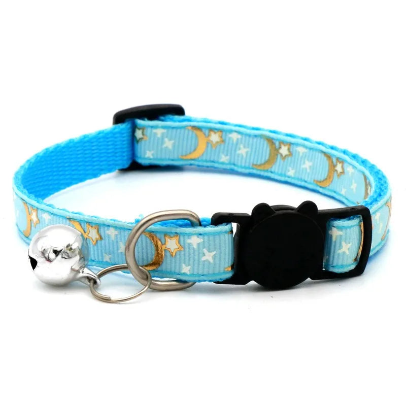 Pet Collar with Bell – Cartoon Footprint Adjustable Collar