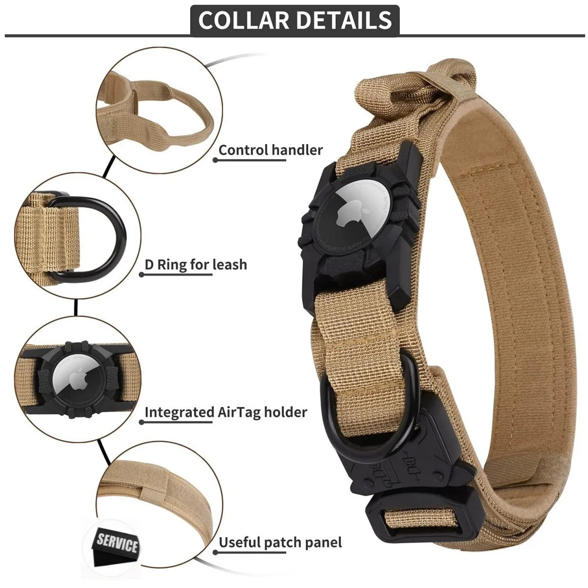 Adjustable Nylon AirTag Dog Collar – Metal Buckle