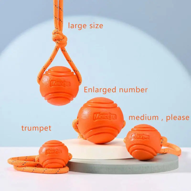 Bouncy Rubber Dog Ball with String – Interactive Chew Toy