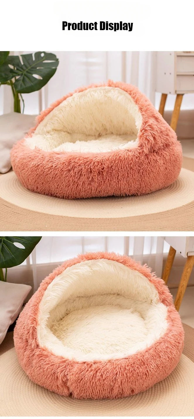 2-in-1 Soft Plush Pet Bed 50CM – Round Cat & Dog Sleeping Nest
