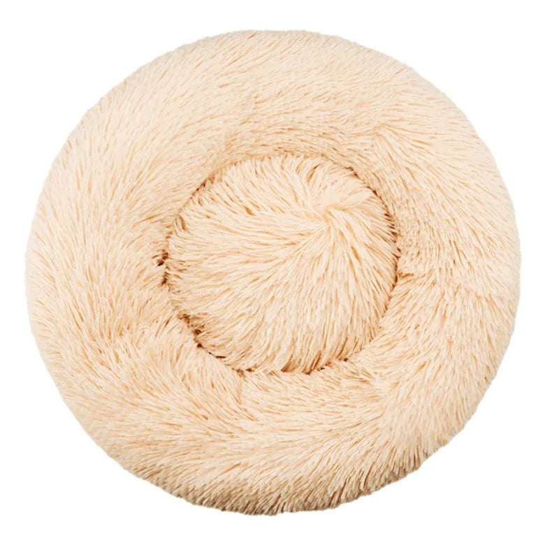 Round Plush Pet Bed – Winter Warm & Washable