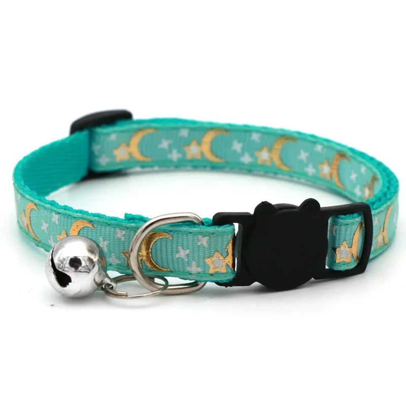 Pet Collar with Bell – Cartoon Footprint Adjustable Collar