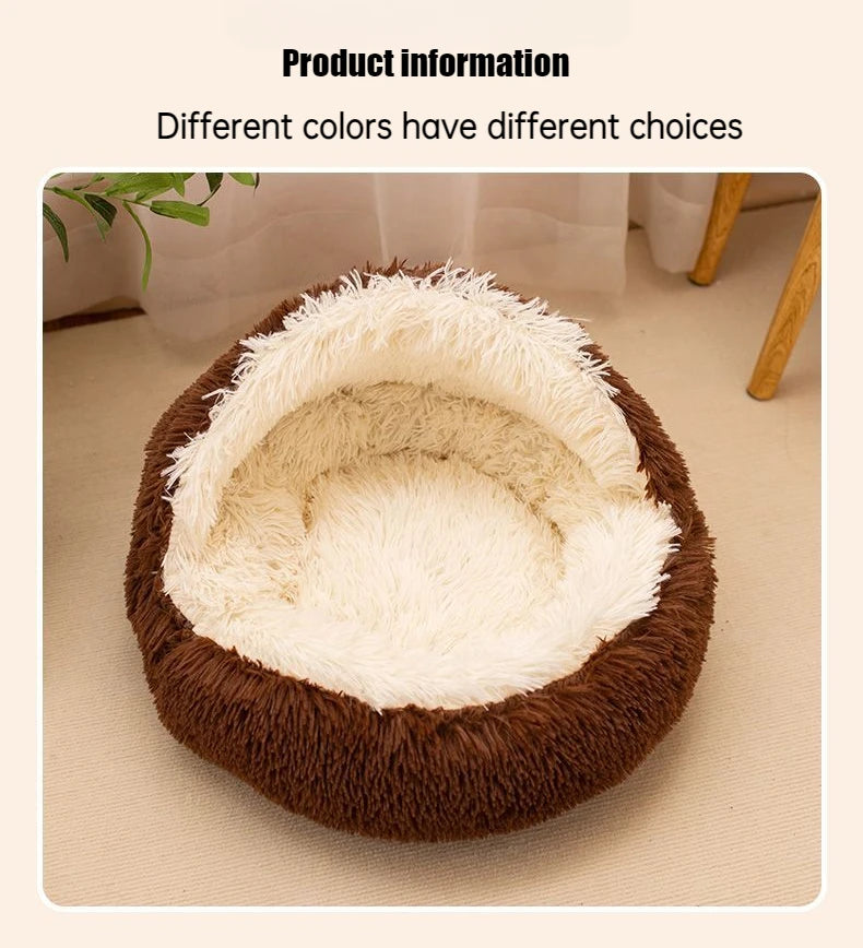 2-in-1 Soft Plush Pet Bed 50CM – Round Cat & Dog Sleeping Nest