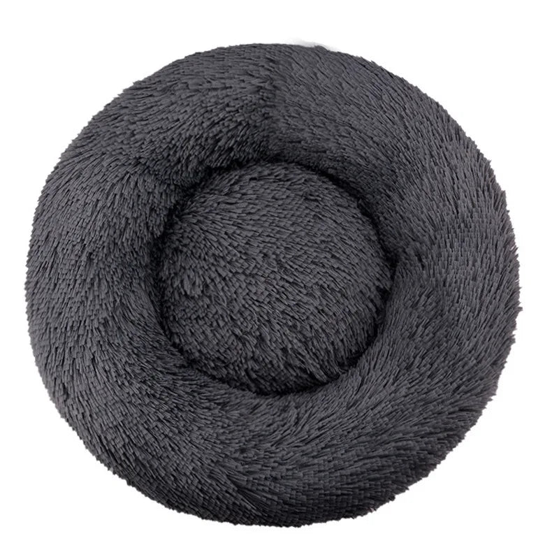 Round Plush Pet Bed – Winter Warm & Washable