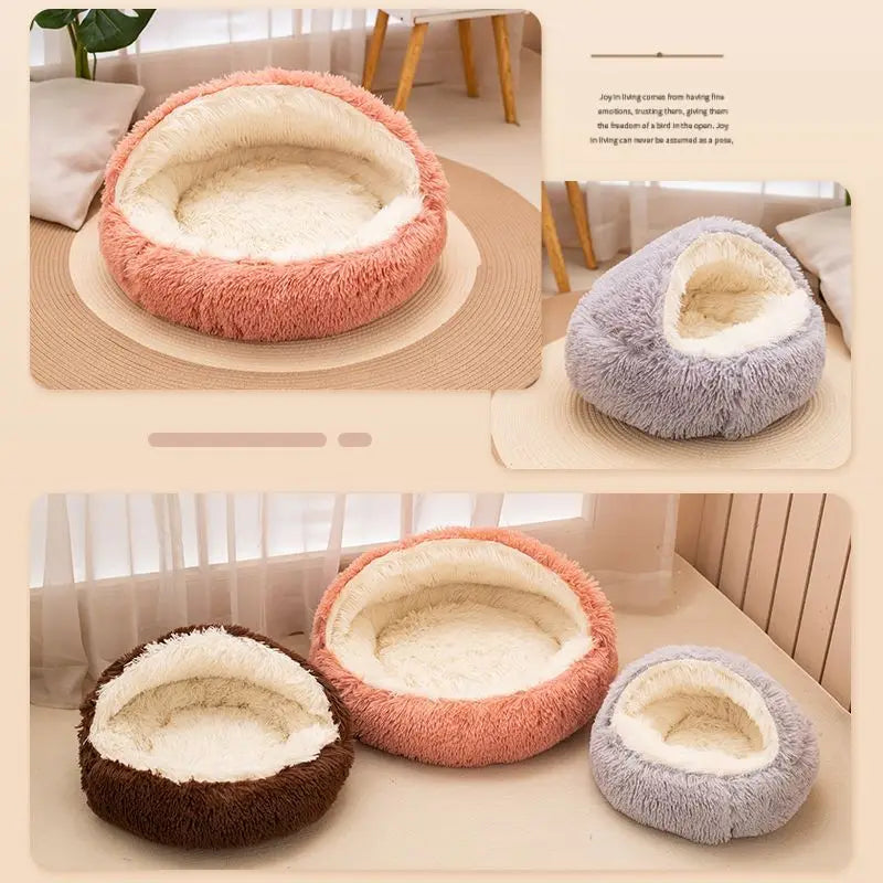 2-in-1 Soft Plush Pet Bed 50CM – Round Cat & Dog Sleeping Nest