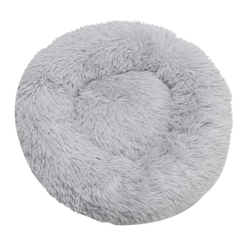 Round Plush Pet Bed – Winter Warm & Washable