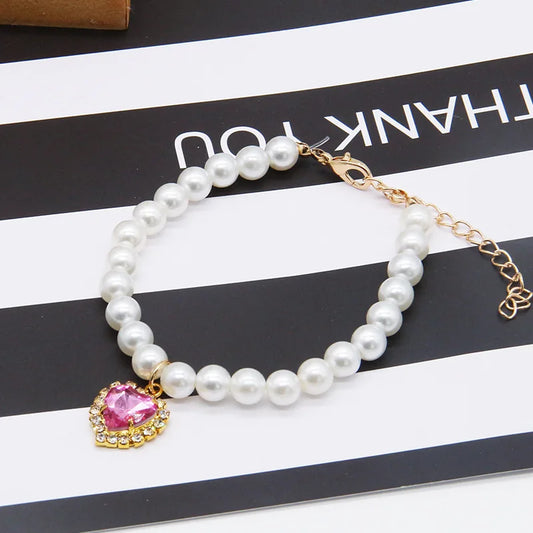 Pearl Crystal Cat Necklace