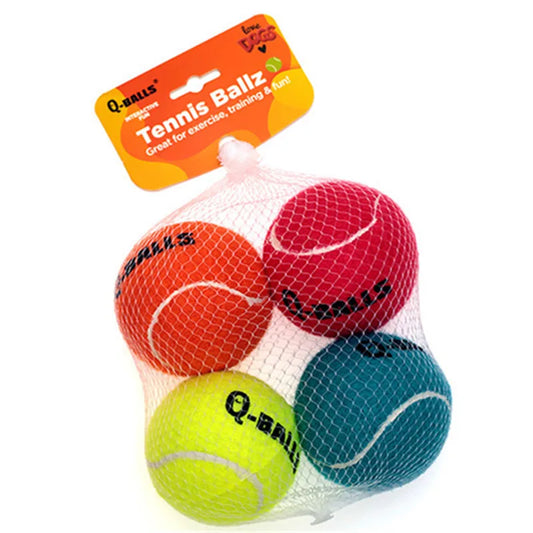 4Pcs/Set Dog Toy Q-MONSTER Thick Walled Natural Rubber Squeak Chew Balls for Dogs Tennis Interactive Bouncy Balls for Training