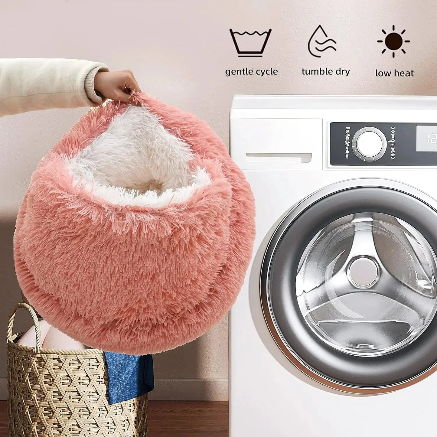 2-in-1 Soft Plush Pet Bed 50CM – Round Cat & Dog Sleeping Nest