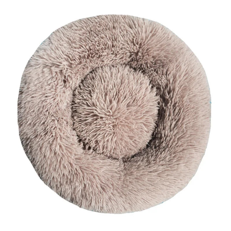 Round Plush Pet Bed – Winter Warm & Washable