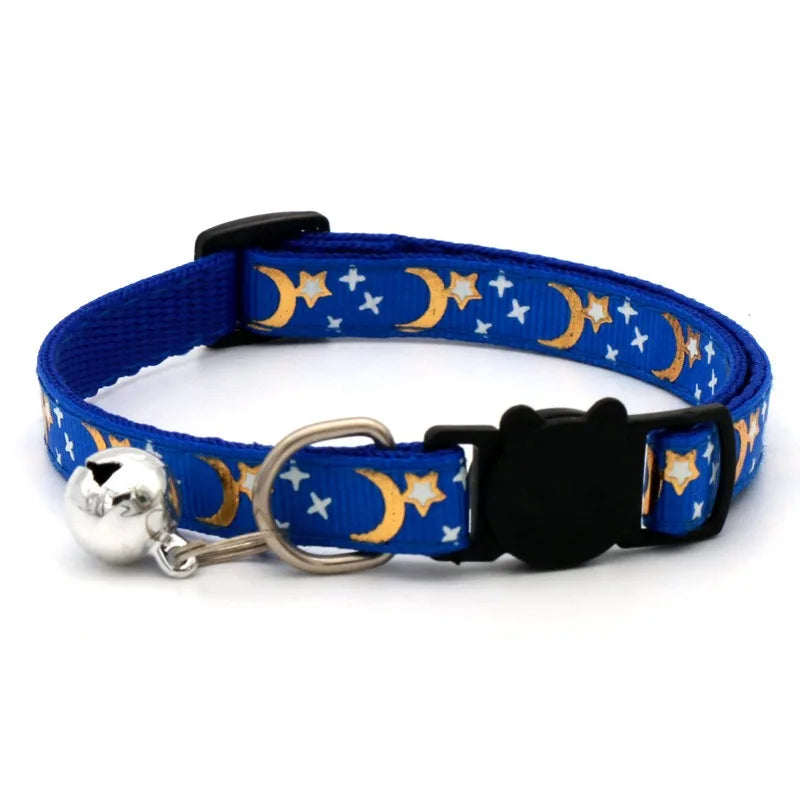 Pet Collar with Bell – Cartoon Footprint Adjustable Collar