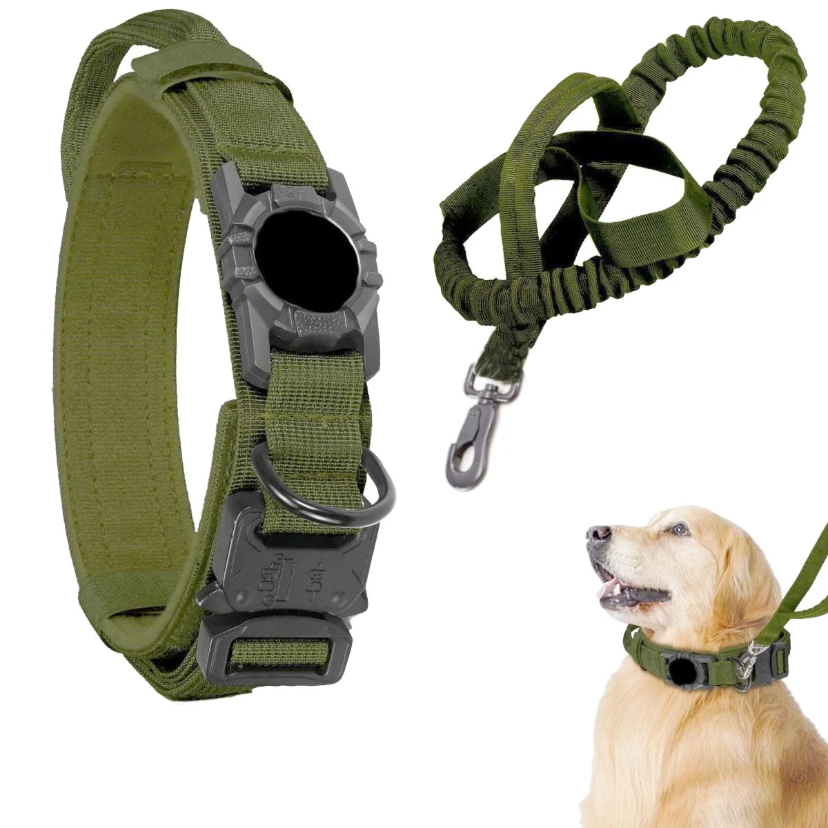 Adjustable Nylon AirTag Dog Collar – Metal Buckle