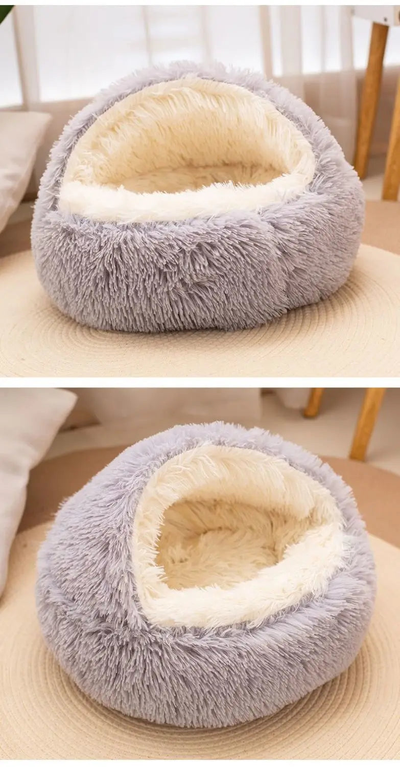 2-in-1 Soft Plush Pet Bed 50CM – Round Cat & Dog Sleeping Nest