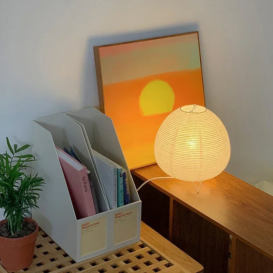 Japanese LED Rice Paper Table Lamp – Creative Zen Decor Light
