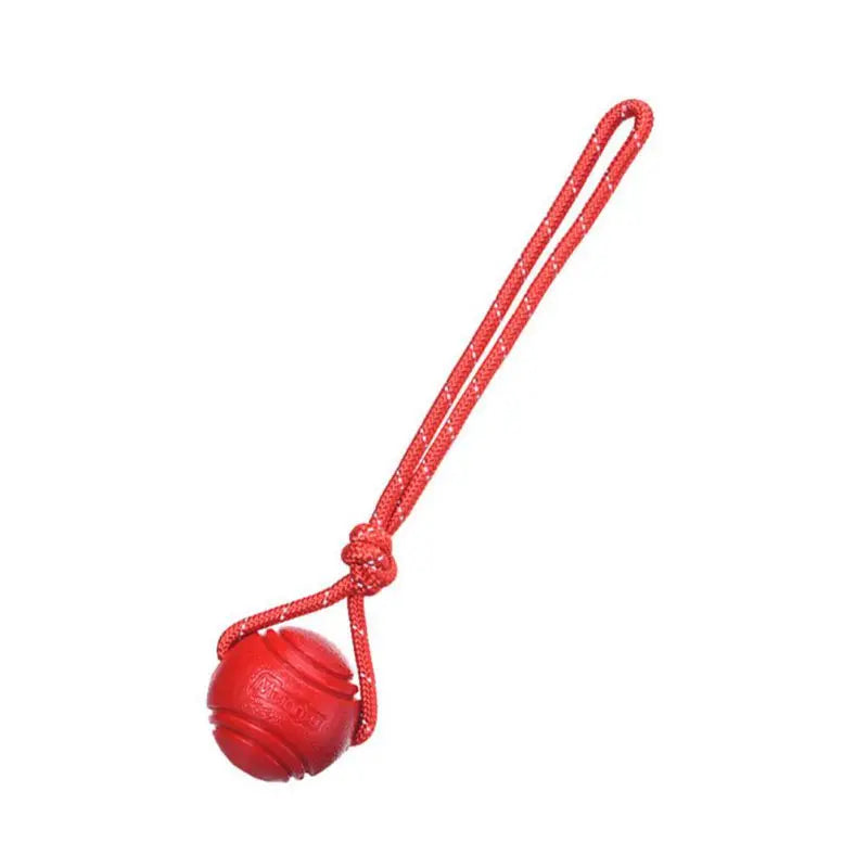 Bouncy Rubber Dog Ball with String – Interactive Chew Toy