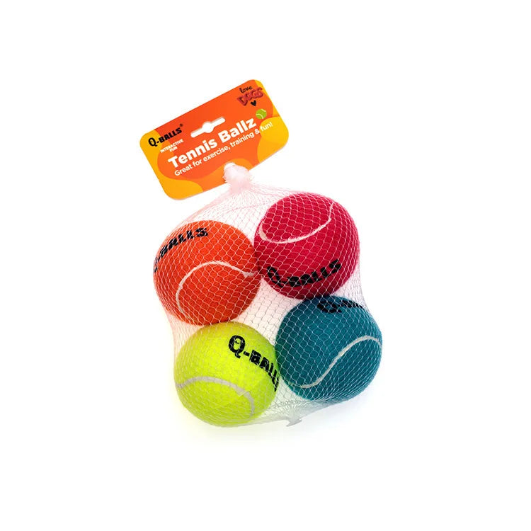 4Pcs/Set Dog Toy Q-MONSTER Thick Walled Natural Rubber Squeak Chew Balls for Dogs Tennis Interactive Bouncy Balls for Training
