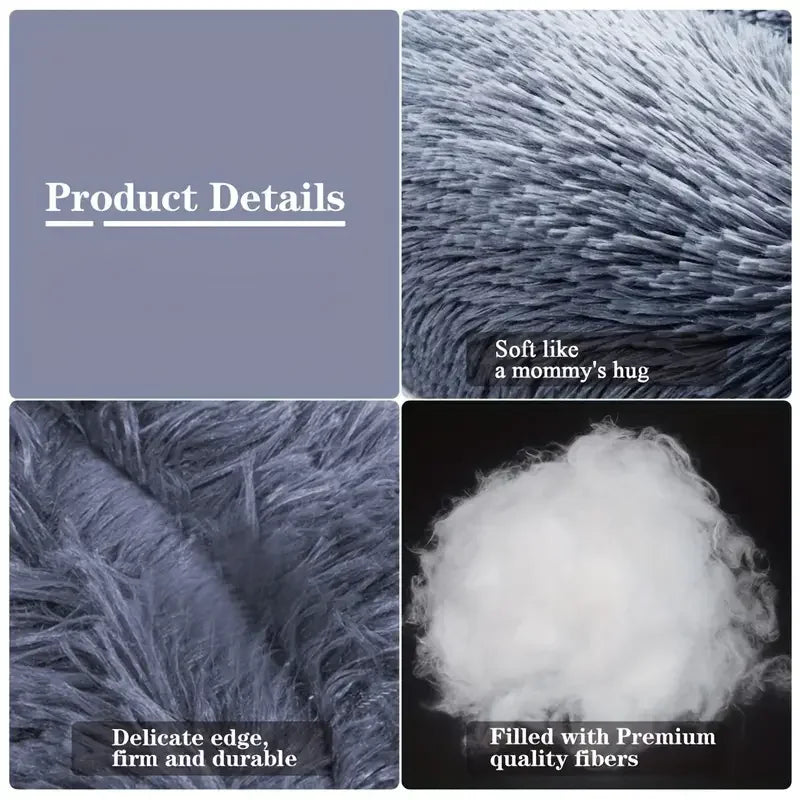 Round Plush Pet Bed – Winter Warm & Washable