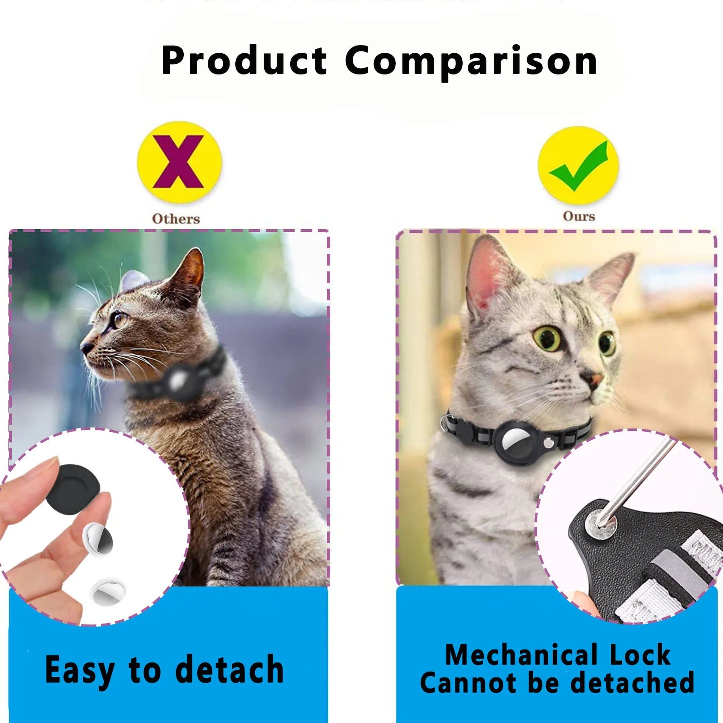 Cat AirTag Holder Collar with Bell – Adjustable & Reflective