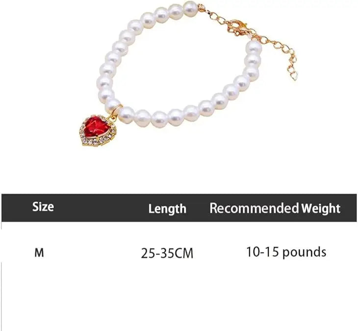 New Cat Collar Decoration Pet Cute Exquisite Neck Kitten Adjustable Cat Necklace Pearls Dog collar necklace Valentine's Day gift