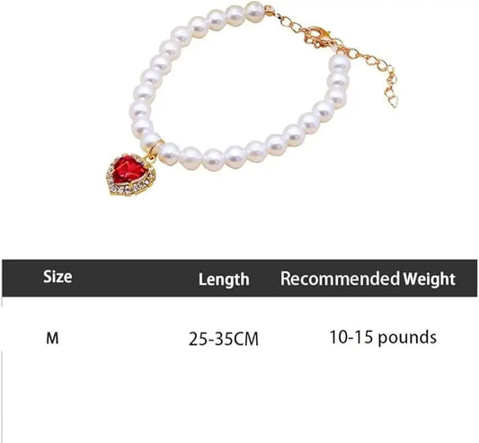 New Cat Collar Decoration Pet Cute Exquisite Neck Kitten Adjustable Cat Necklace Pearls Dog collar necklace Valentine's Day gift