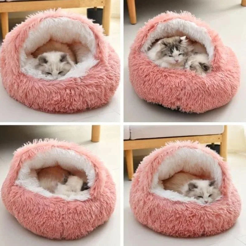 2-in-1 Soft Plush Pet Bed 50CM – Round Cat & Dog Sleeping Nest