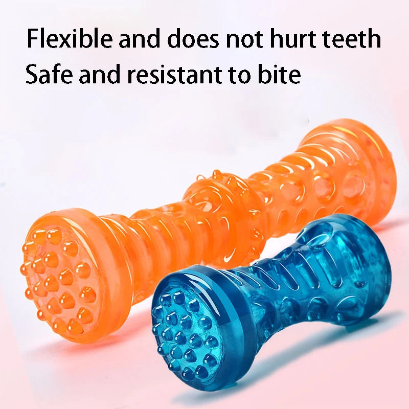 Bite-Resistant Rubber Dog Bone Toothbrush Toy