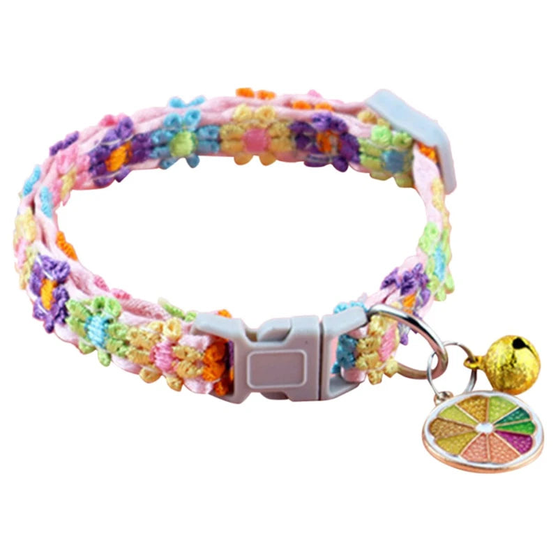 Pet Collar with Bell – Cartoon Footprint Adjustable Collar