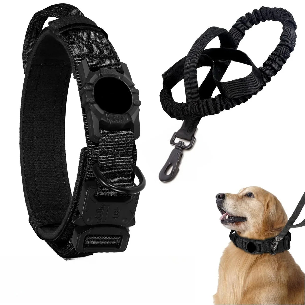 Adjustable Nylon AirTag Dog Collar – Metal Buckle