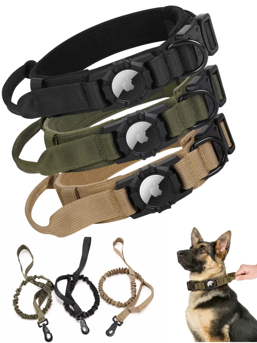 Adjustable Nylon AirTag Dog Collar – Metal Buckle