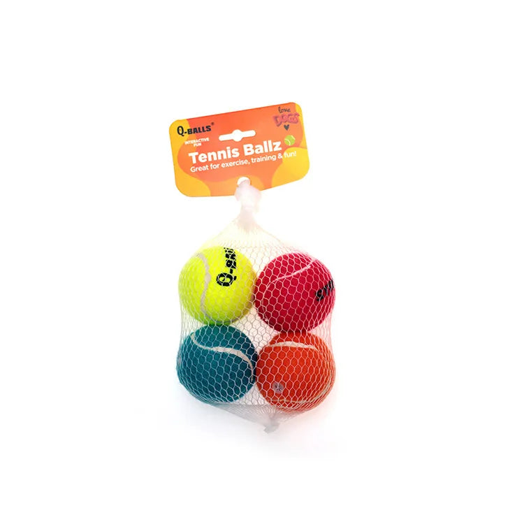 4Pcs/Set Dog Toy Q-MONSTER Thick Walled Natural Rubber Squeak Chew Balls for Dogs Tennis Interactive Bouncy Balls for Training