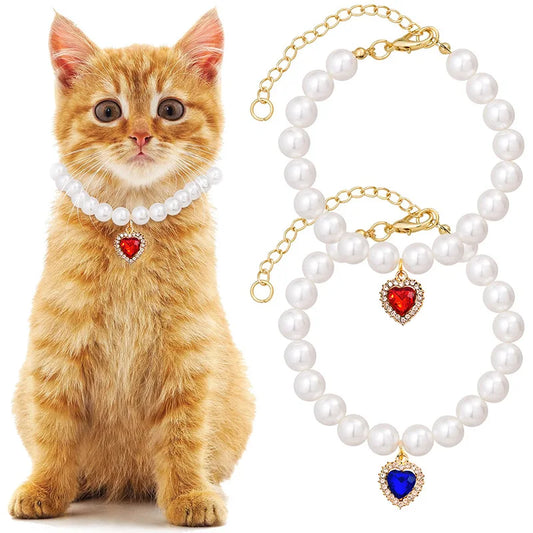Pet Pearl Gem Collar