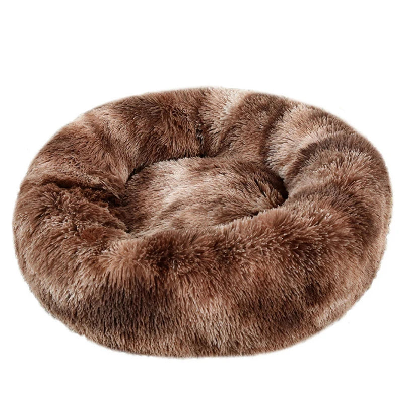 Round Plush Pet Bed – Winter Warm & Washable