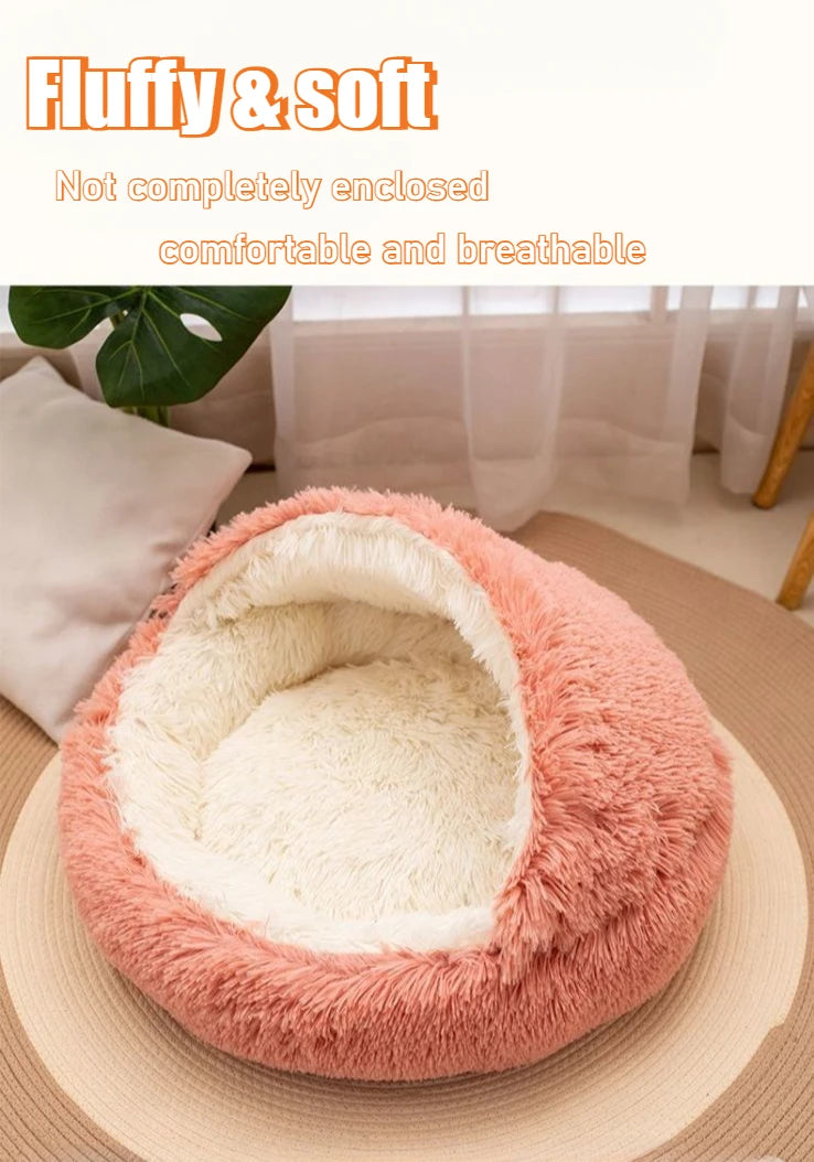 2-in-1 Soft Plush Pet Bed 50CM – Round Cat & Dog Sleeping Nest