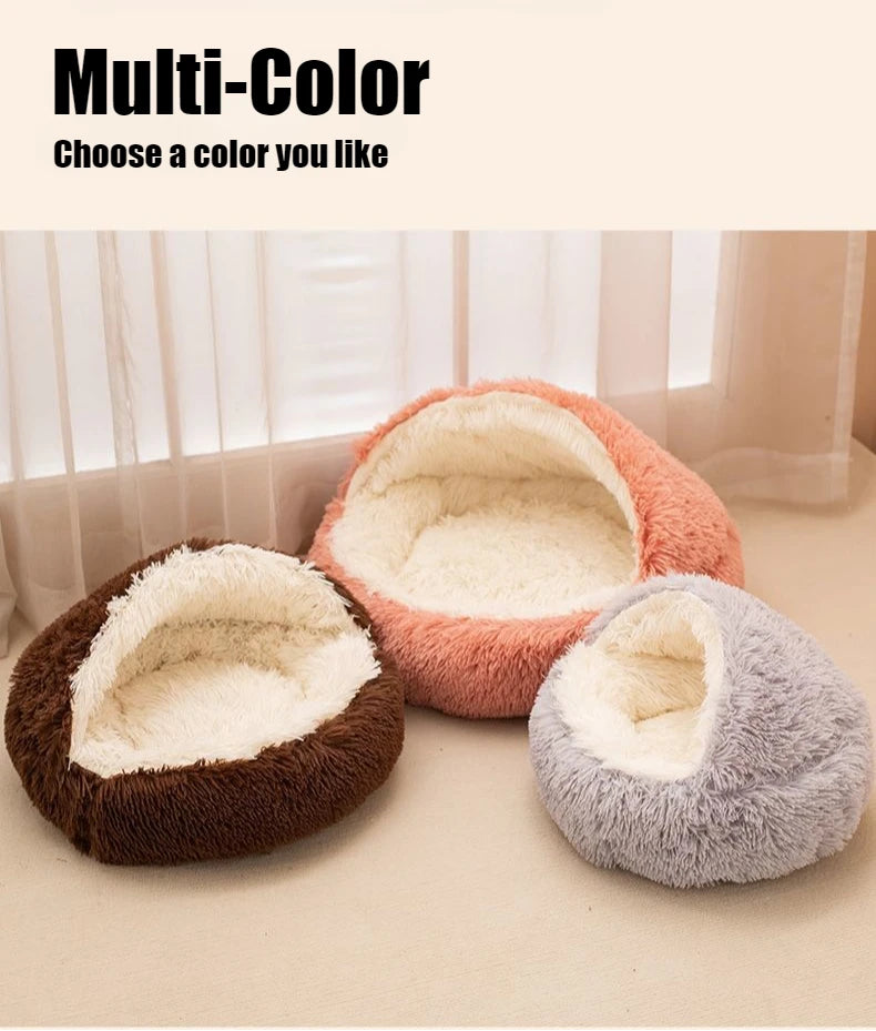 2-in-1 Soft Plush Pet Bed 50CM – Round Cat & Dog Sleeping Nest