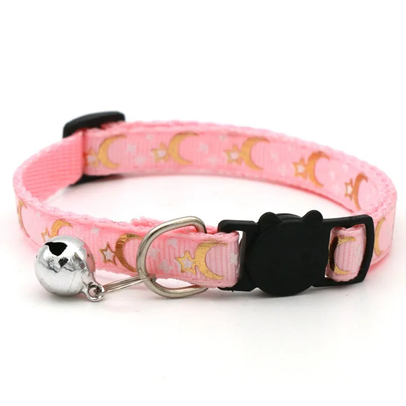 Pet Collar with Bell – Cartoon Footprint Adjustable Collar